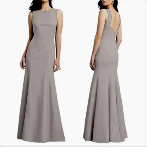 Dessy Collection Dresses & Skirts - Dessy Collection Size 14 NEW Charcoal Gray Low-Back Bateau-Neck Full Maxi Gown